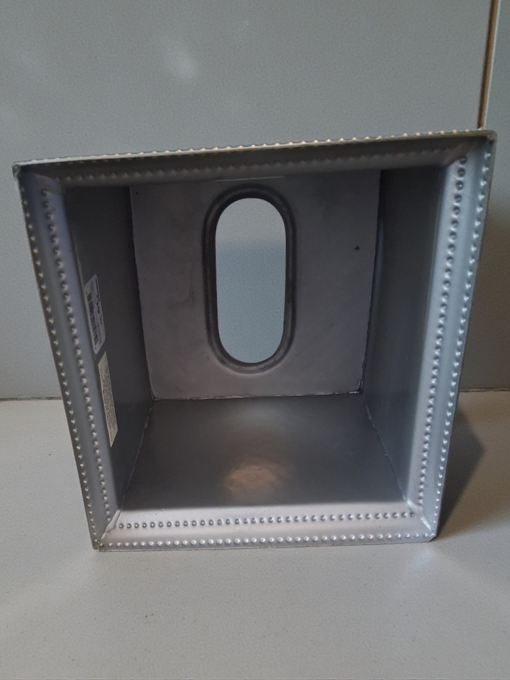 Stainless Steel hand-hammered square tissue box cover - Picture 2 of 5